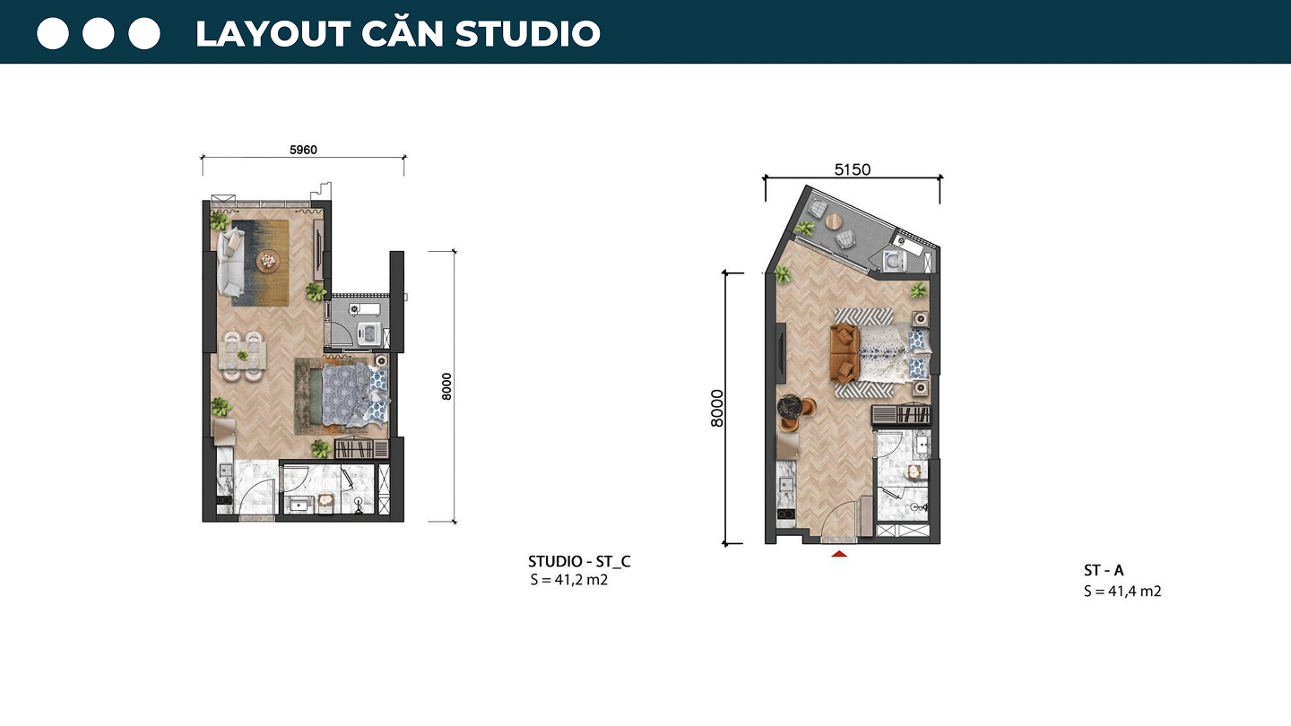 layout căn hộ studio dự án sun symphony residence đà nẵng